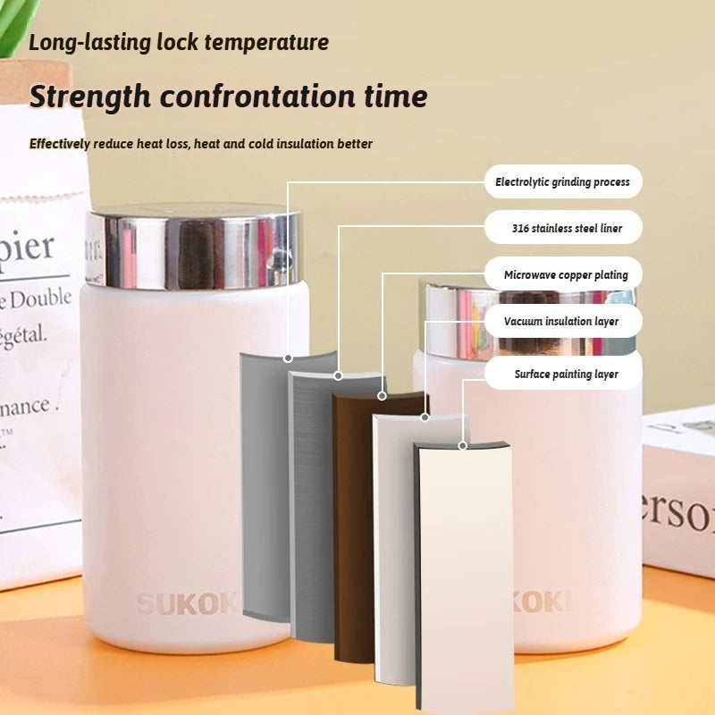 Tumbler Mini Pocket Size Hiking Thermos Bottle 220ml/260ml 316L Stainless Steel Vacuum Insulated Cup Flask Portable Water Bottle