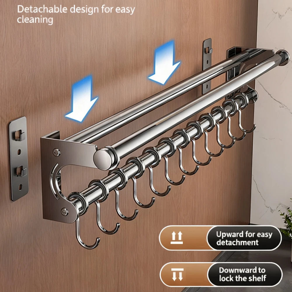 Kitchen Shelf Rack Stainless Steel Household Wall-mounted Seasoning Chopstick Knife Holder Storage Organizer Kitchen Hanger Rack