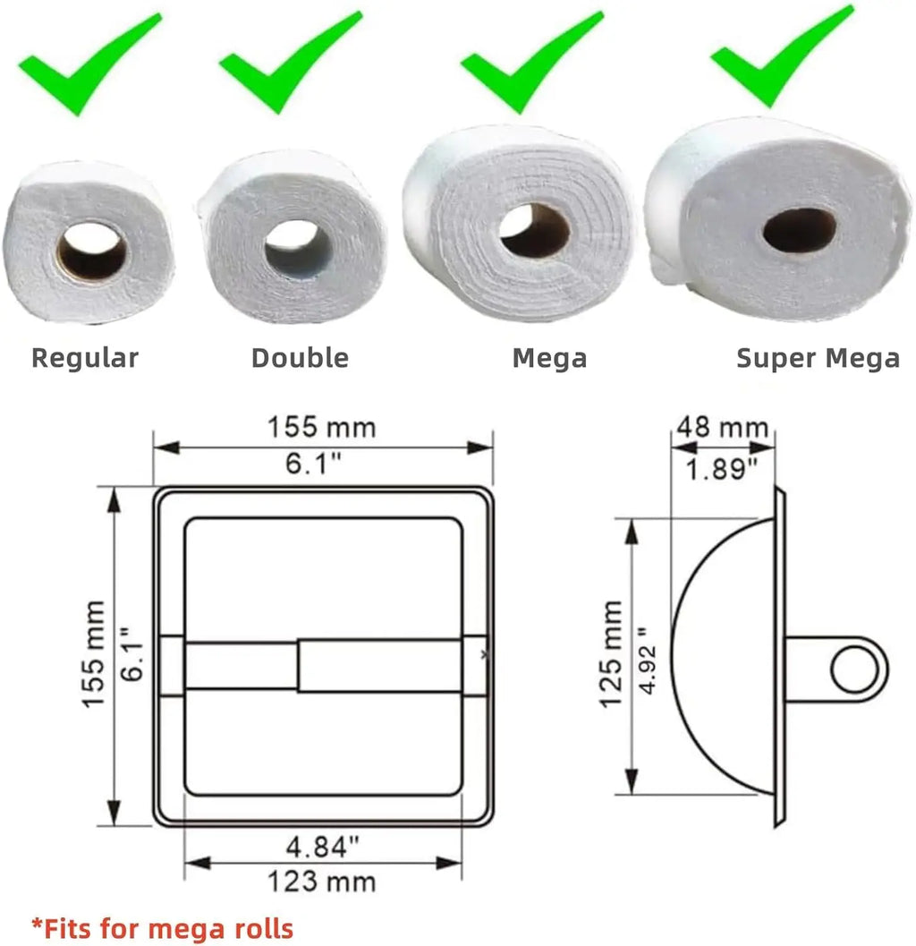 Recessed Toilet Paper Holder Stainless Steel Square Wall Mounted Toilet Tissue Roll Holder Toilet Paper Holder Insert