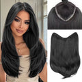 16Inch Synthetic Long Straight V-Shaped Hair Extensions 4 Clips Black Brown Hairpiece for Adding Volume Women Daily Party Use
