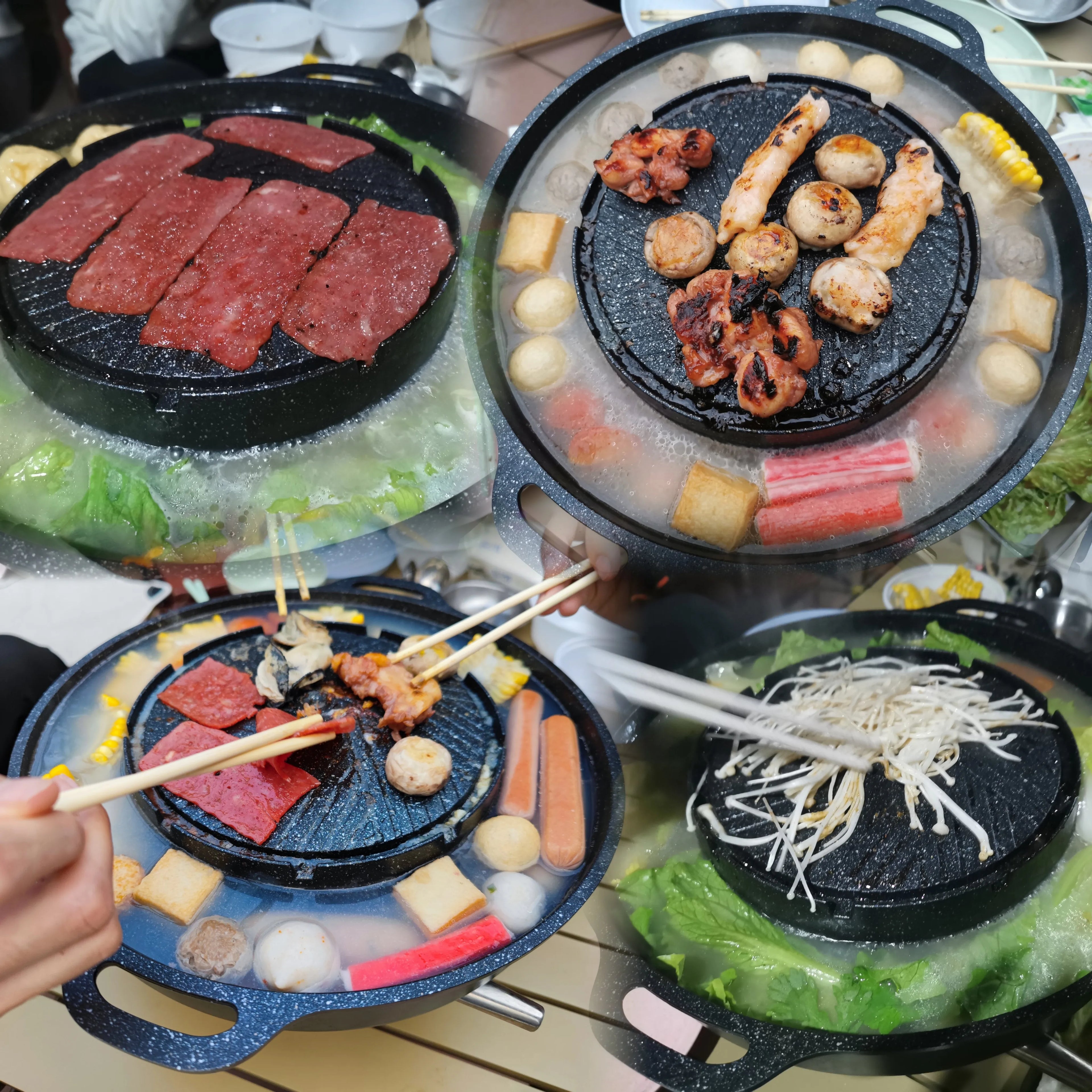 KOSUN Grill Pan Non-stick Barbecue Tray Egg Cheese Round Divider Grilling Plate Meat Steak Cooker for Gas and Induction Stove