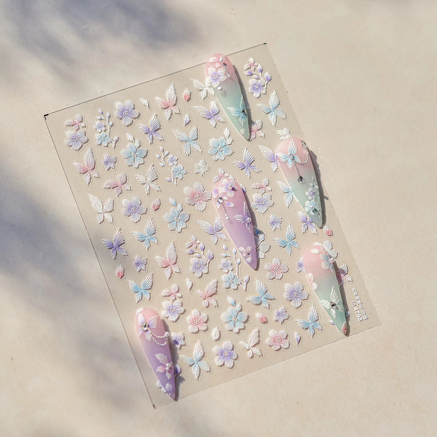 2pcs 5D Kawaii Plum Blossom Nail Stickers Fashion Chinese Flower Nail Art Decoration Self-Adhesive Decals DIY Slider Accessories