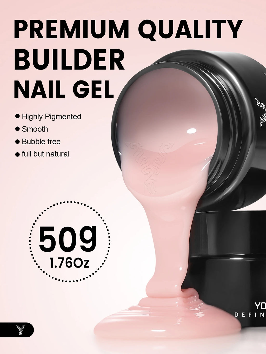 YOKEFELLOW 50g Builder Gel Nail Polish Large Capacity Nude Pink Hard Gel for Nail Extension Strong Self-Levelling Long Lasting