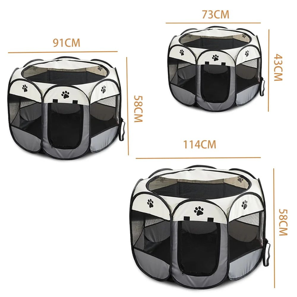 Portable Foldable Cat Tent Cat House Outdoor Travel Pet Tent Cat/Dog Cage Octagonal Fence Pet Cage Easy Operation