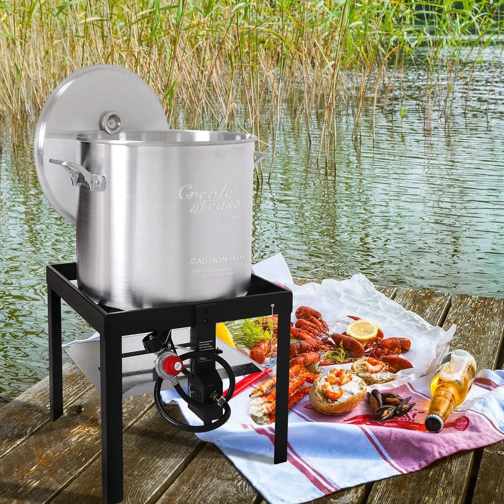 SBK0601 60 Qt. Seafood Boil Pot with Basket and Burner, Outdoor Aluminum Propane Boiler with 10 PSI Regulator,, Customized