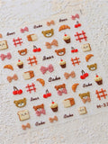 1PCS 5D Easter cute rabbit Stickers Lovely  Red Strawberry  Soft Embossed Reliefs Self Adhesive Nail Stickers Manicure Decals