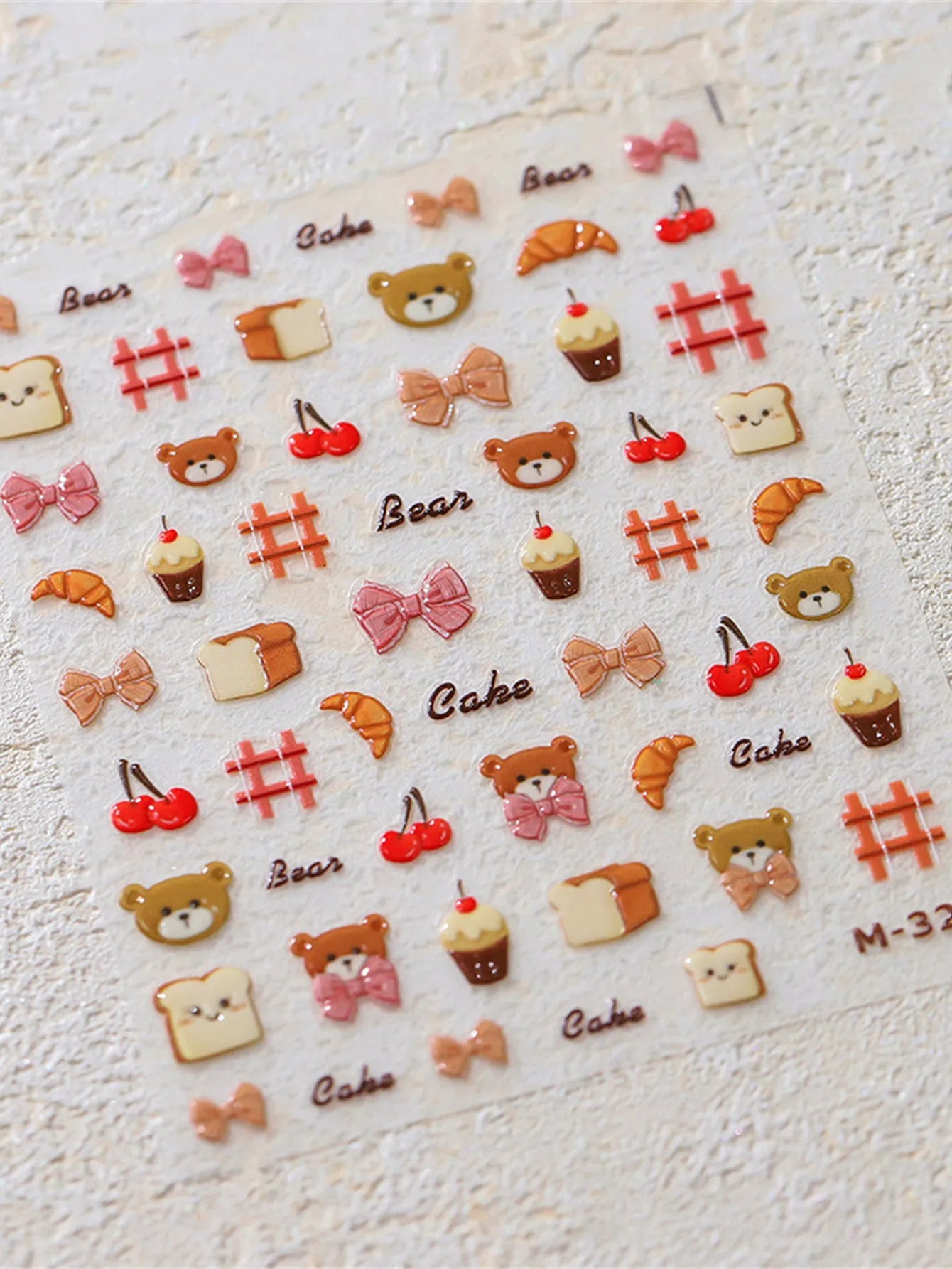 1PCS 5D Easter cute rabbit Stickers Lovely  Red Strawberry  Soft Embossed Reliefs Self Adhesive Nail Stickers Manicure Decals