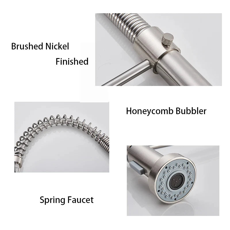 US Ship Spring Pull Down Kitchen Faucet Cold and Hot Water Tap Stainless Steel Stream Spray Sink Faucet Rotate Kitchen Mixer Tap