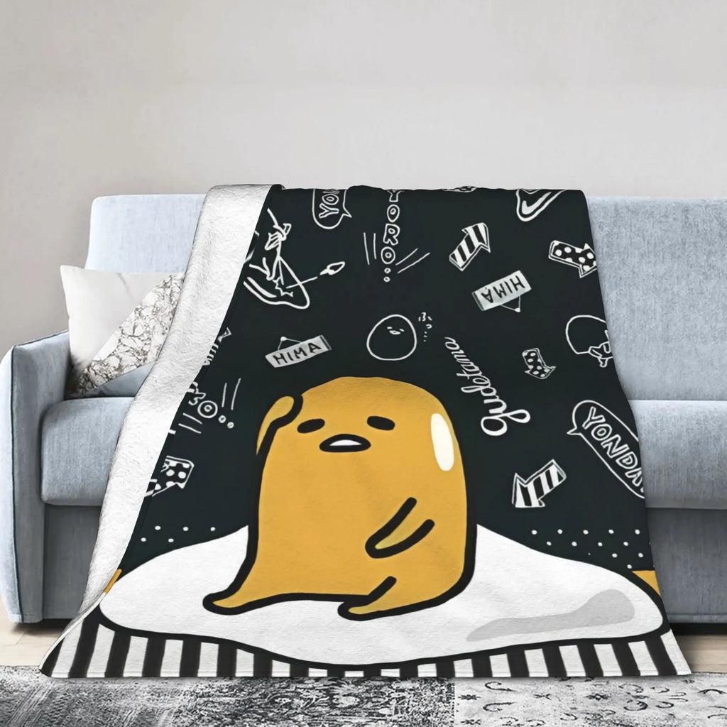 Gudetama  Cartoon Lazy Egg  Blanket Fleece All Season  Breathable Lightweight Throw Blankets for Sofa Office Quilt