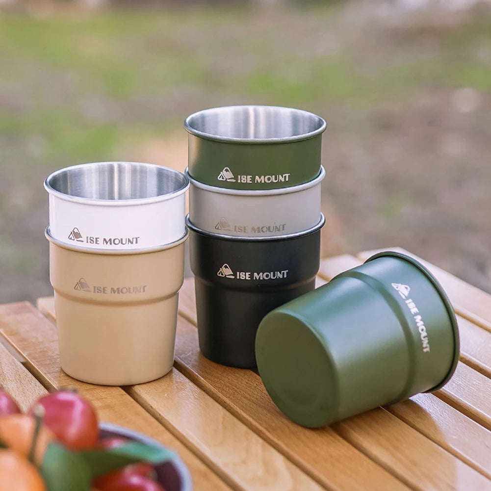 300ml Portable Camping Cup 304 Stainless Steel Coffee Cup Lightweight Stackable Milk Tea Mug for Outdoor Fishing Hiking Travel