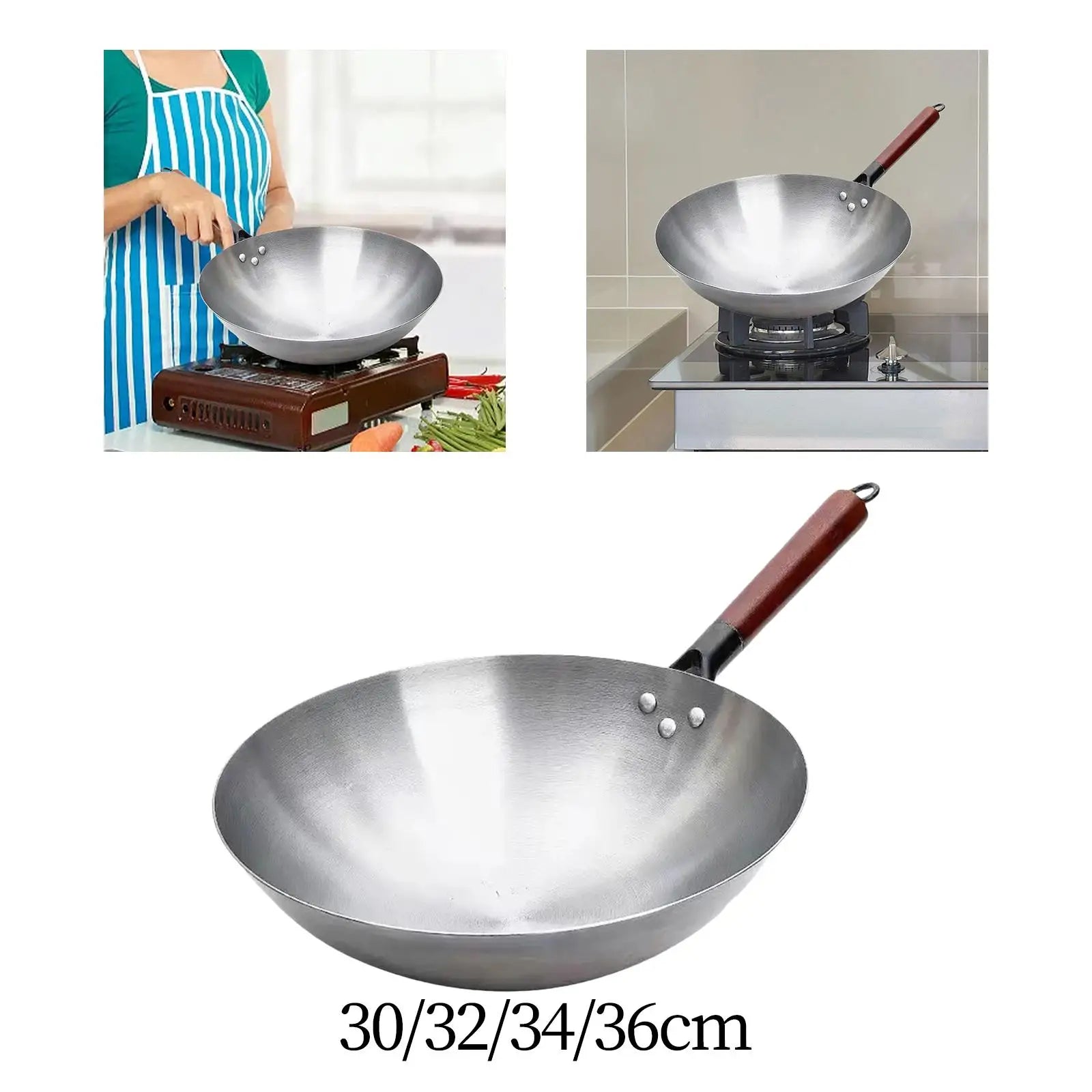 Frying Pan Nonstick Skillet Multifunctional Iron Food Stalls Portable Household Restaurant Lightweight Omelette Pan Wok Pan