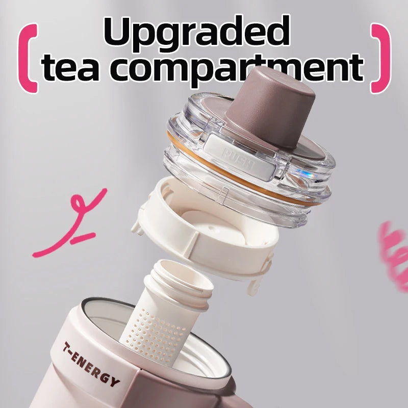 TKK 800ml/1200ml SUS316 Ceramic Coating Vacuum Cup, with Straw and Tea Strainer Vacuum Insulated Large Capacity Water Bottle