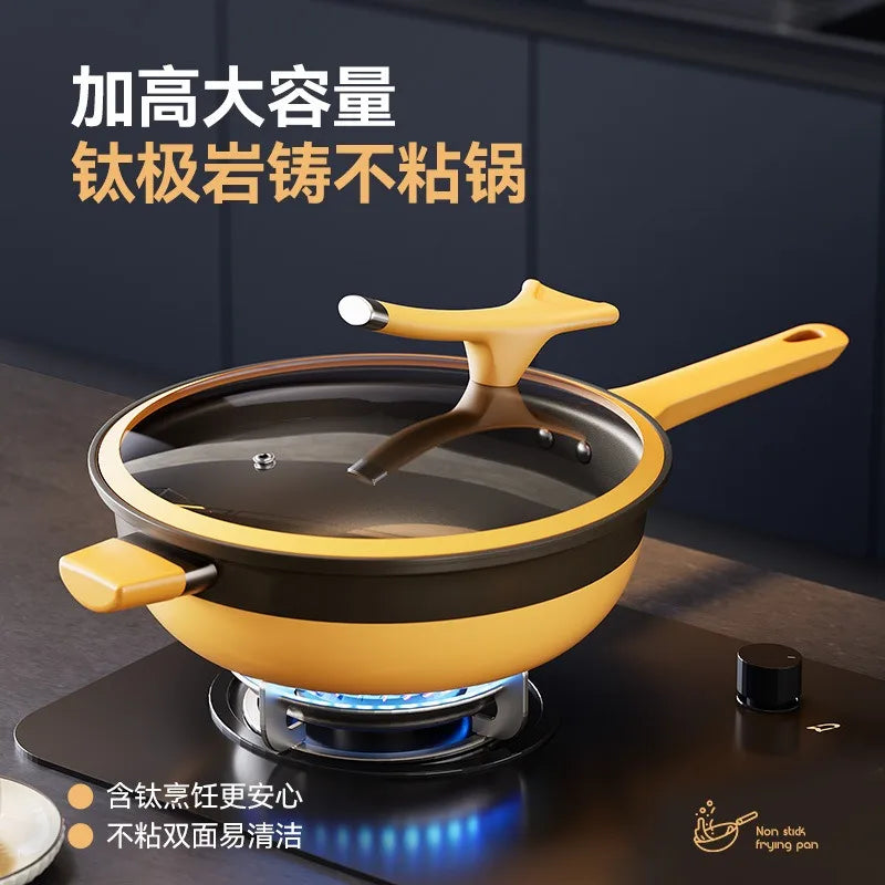 New Titanium Polar Rock Cast Non stick Frying Pan Multi functional Frying Pan Universal Stove Flat bottomed Pan
