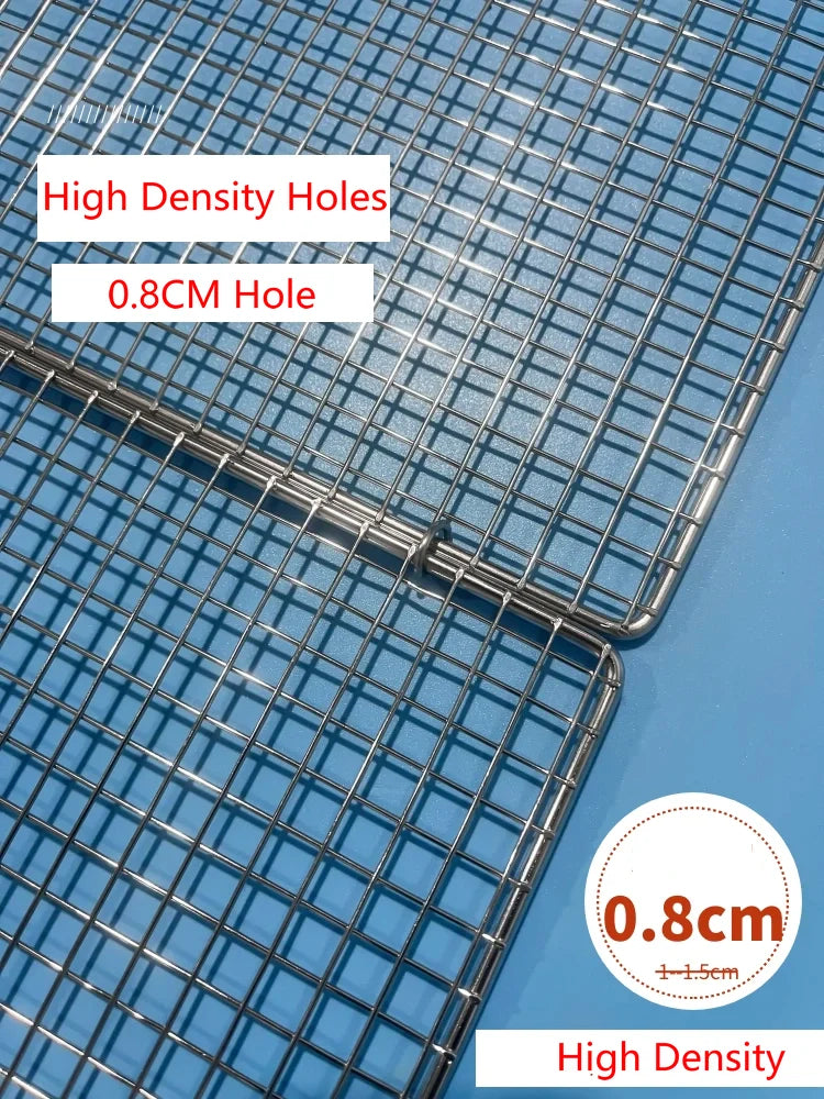Nonstick Stainless Steel 304 Food Grade FOLDING Square BBQ Net Mesh Barbecue Grill Basket with Handle for Fish Wings Vegetable