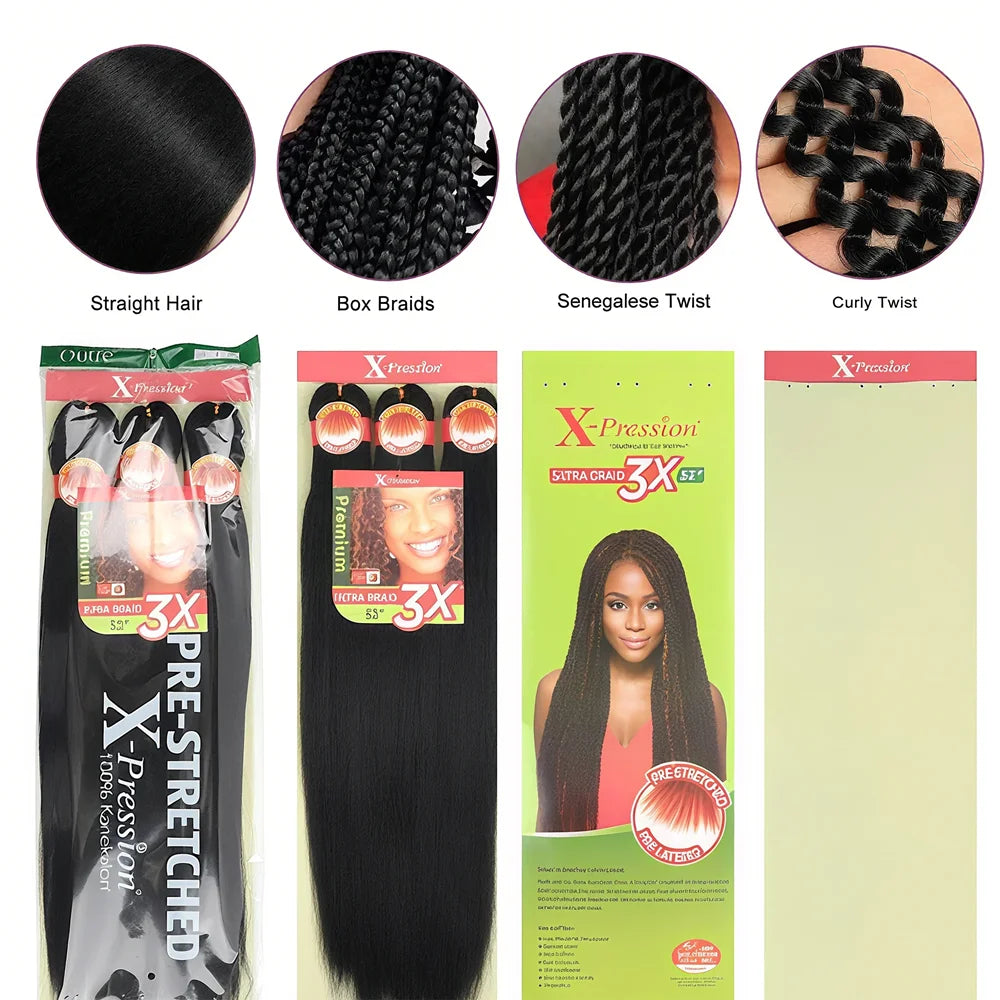 26 Inch 3Pcs/Lot Kanekalon Flame Retardant Yaki Synthetic Easy Synthetic Braiding Hair Extensions Kanekalon Jumbo Crochet Hair