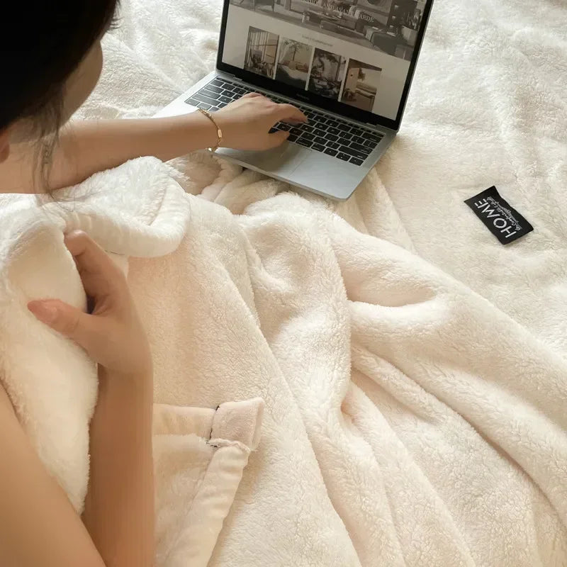 Luxury Checkerboard Sherpa Fleece Blanket, Thick Warm Soft Plush Throw Blanket, Cozy Decorative Blanket for Sofa Bed Couch