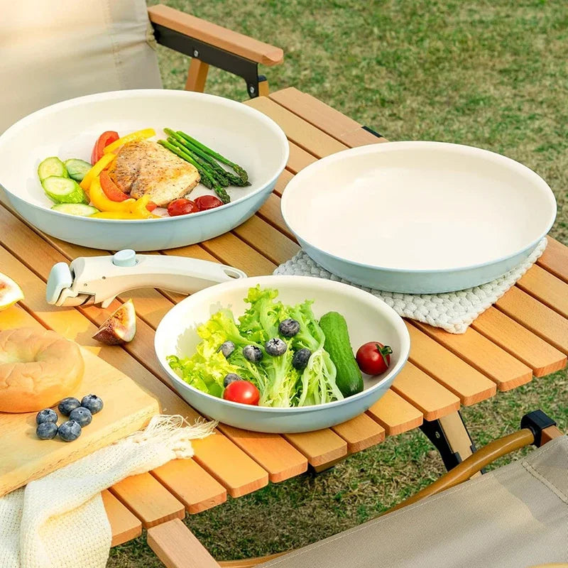 MICHELANGELO 3pcs/set Nonstick Frying Pan with Removable Handle Ceramic Coating Induction Skillets Steak Omelette Pan Oven Safe