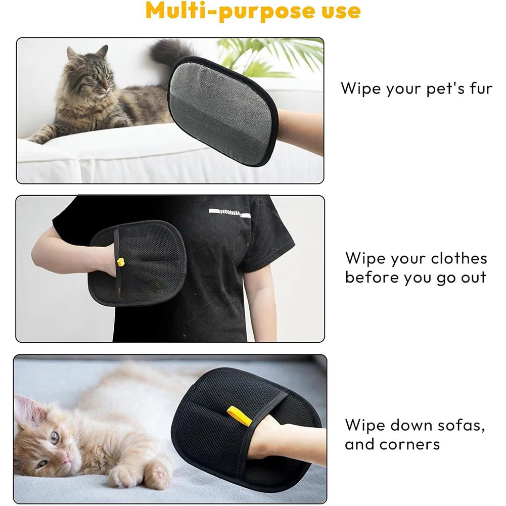 Pet Hair Remover Portable Washable Clothes Hair Dehairing Gloves Pet Cleaning Products Pet Accessories for Long/Short/Curly Hair