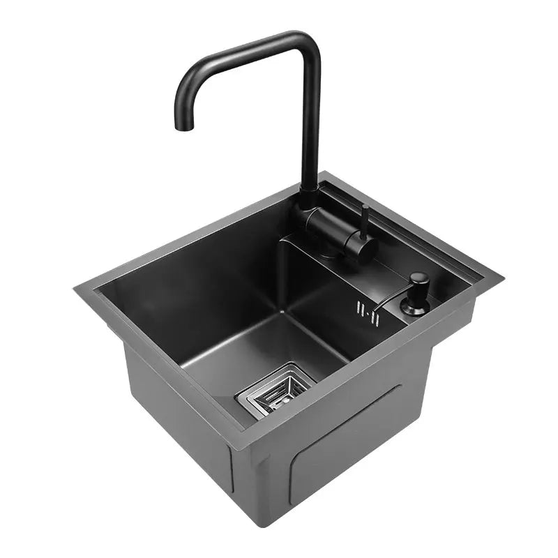 Hidden Kitchen sink bowl Bar Stainless Steel Balcony small sink Matte black kitchen sink Island sink With clean water tap