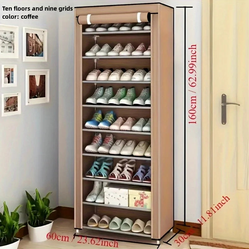 3-Style Metal Shoe Cabinet with Dust Cover, Large Capacity Multi-Layer Shoe Rack, Easy Assembly Storage Organizer