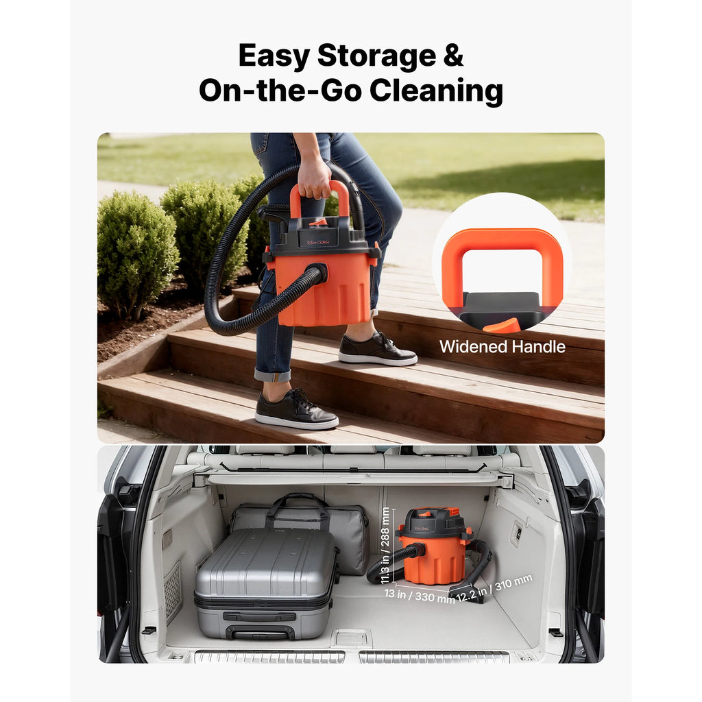SucceBuy Shop Vac 2.6 Gal/ 8 gal/11 gal Dry Shop Vacuum 2.5/4.5/5.5/6 Peak HP with Various Nozzles for Home Garage Black Orange