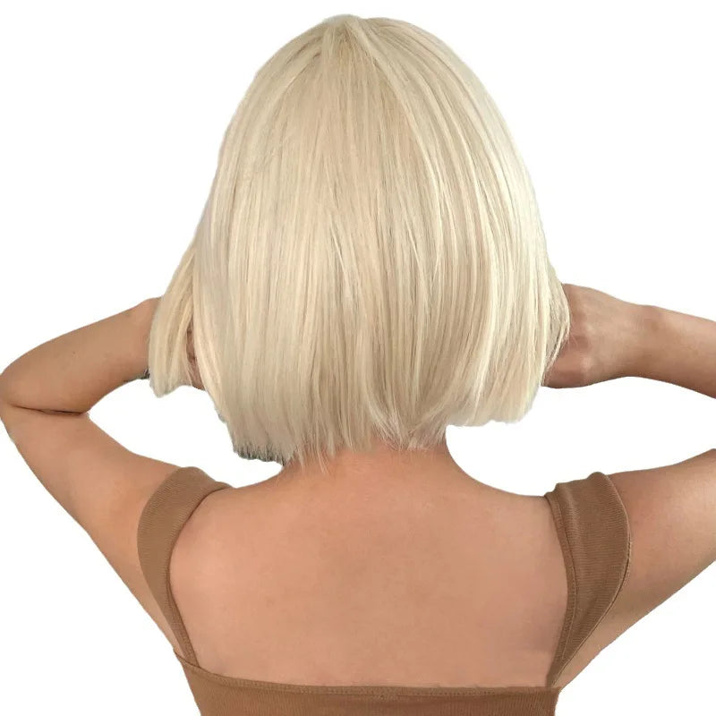Fashion selling light blonde wig female bobo short straight hair at the end of a cut synthetic fiber hair full head set