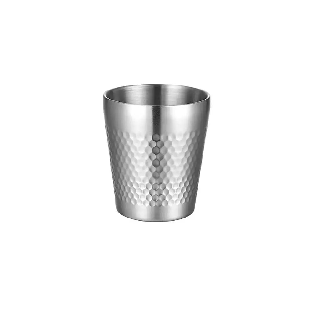 Stainless Steel Double-Wall Beer Cups Keep Cold Hammered Texture Cold Water Drinks Cup Northern Europe Anti-fall Milk Mugs