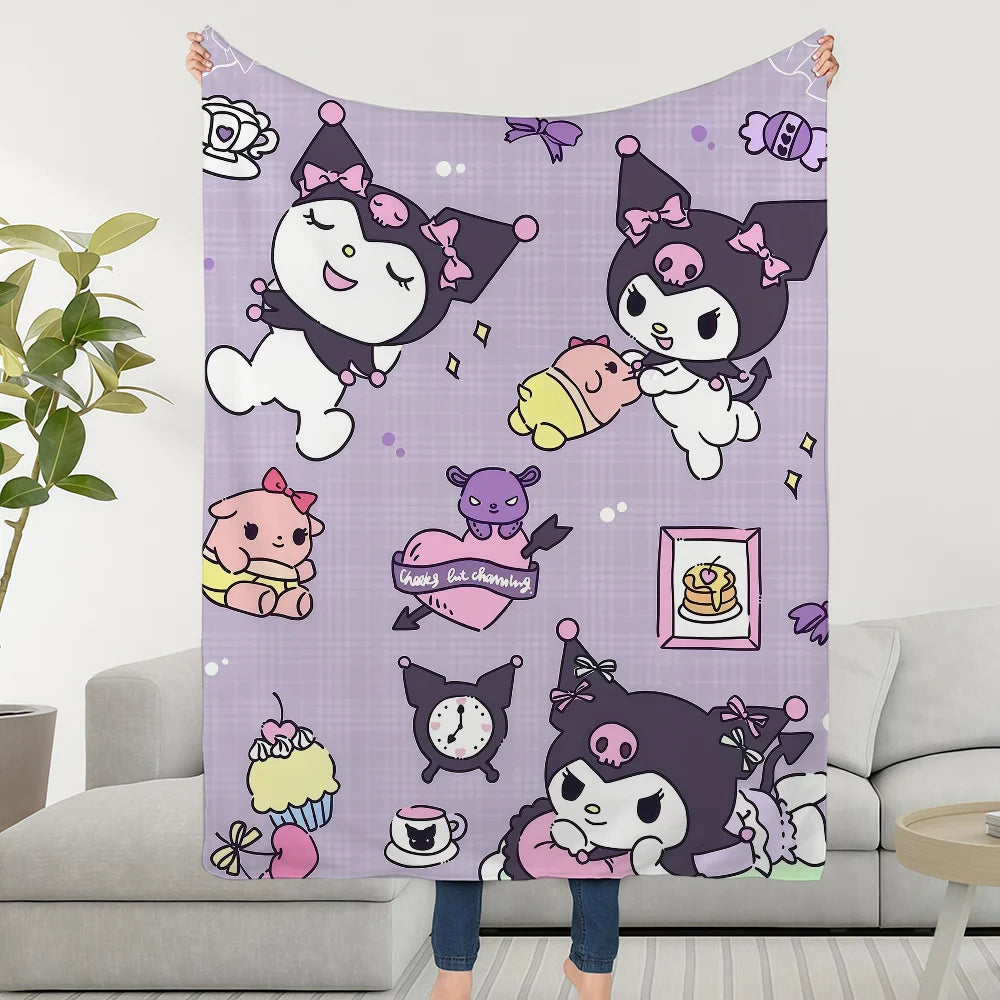 Cute K-KuromiS Cool Cartoon SRO Purple Blanket Throw Super Cosy Plush Living Room Sofa Couch Childish Birthday Gifts