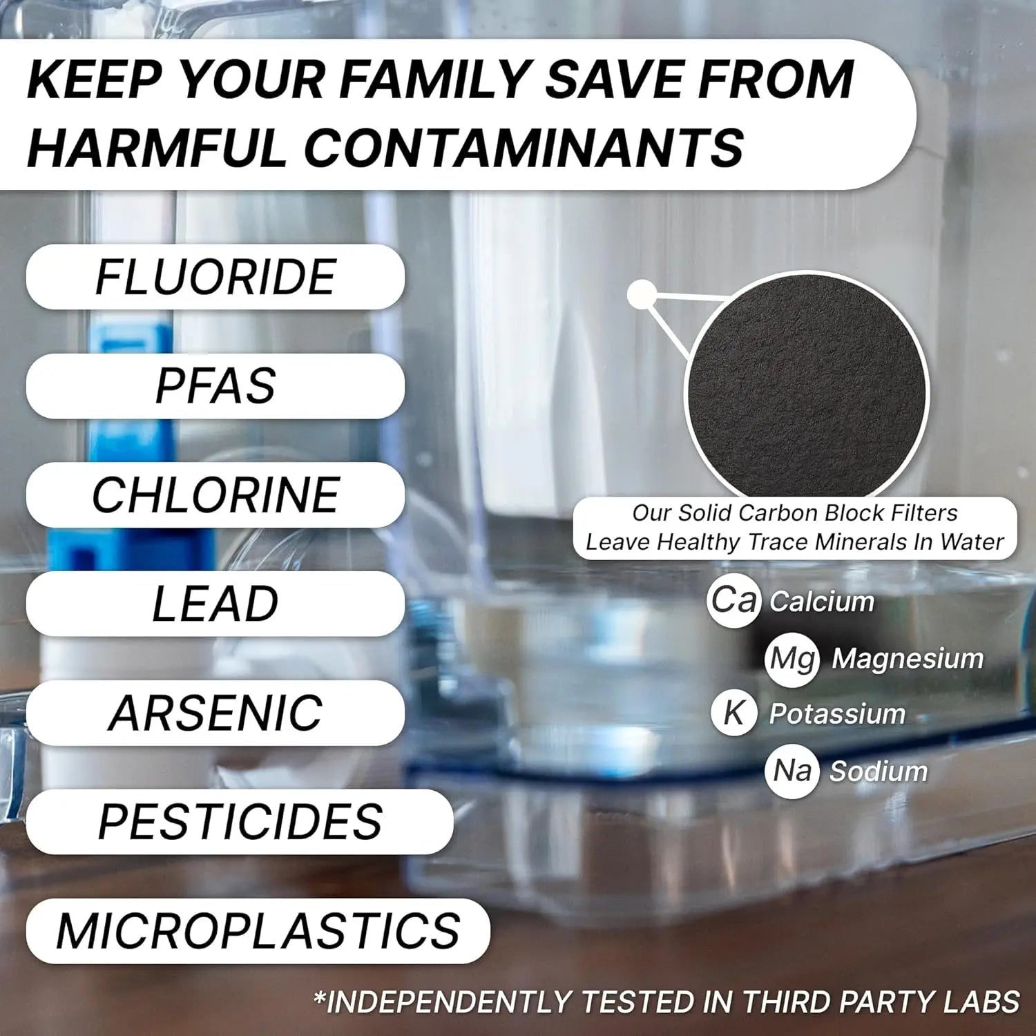 Pure Countertop Water Filter Dispenser, 36 Cup 150 Gallon Capacity, BPA Free Removes Fluoride Chlorine Lead