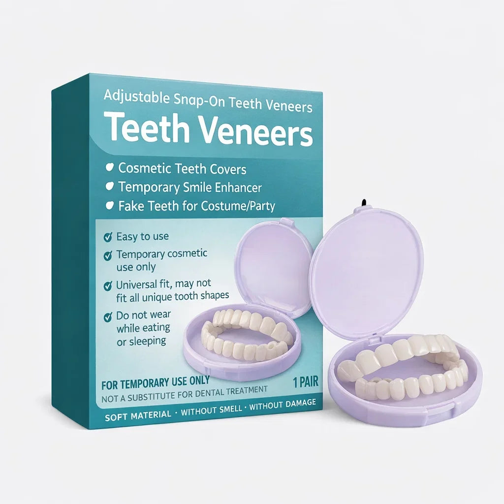 Adjustable Snap On Dentures Temporary Veneers Kit Fake Teeth Cover for Missing Teeth Gaps Perfect Smile Instant Comfort 1 Pair