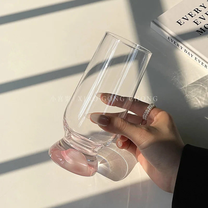 Ins Style Pink Mountain Thick-bottomed Mountain Cup High-looking Creative Glass Cup Coffee Cup Beer Cup Juice Cup
