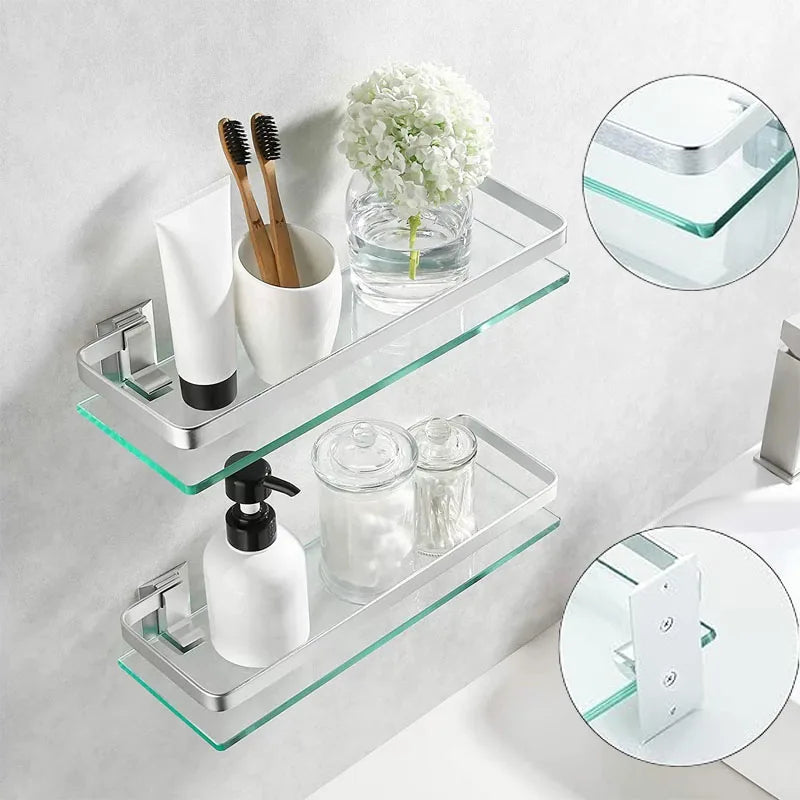 Bore For Kitchen Storage Organization Bathroom Spice Rack Organizer Square Glass Shelf Kitchens Accessories Organizing Fixture