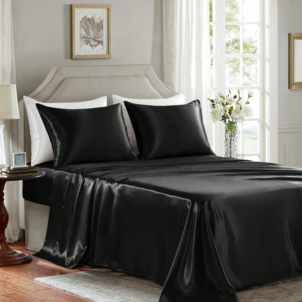 3/4Pcs  Sheet Se Silky & Luxury Bed Set, Soft Deep Pocket Sheets Cooling Bed Set, 1 Fitted Sheet,1 Flat Sheet,1/2Pillowcase