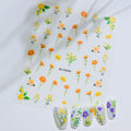 1PC 5D Macaron Flower/Fruit Nail Charms Sticker Embossed Bear/Rabbit/Letter Nails Slider Decals Summer Adhesive Manicure Decor&Y