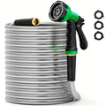 50FT Stainless Steel Garden Hose with Sprayer Nozzle Heavy Duty Kink Free Anti-Rust 5/8" Diameter Garden Hose Plants Cars Pets