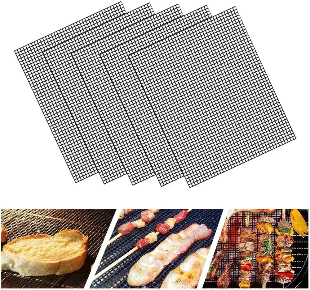 Bbq Barbecue PTFE Mesh Mat, Fiberglass Mesh, Non-stick Grill Liner, Barbecue Mesh Sheet Accesorios Camping Bbq Grill Mat