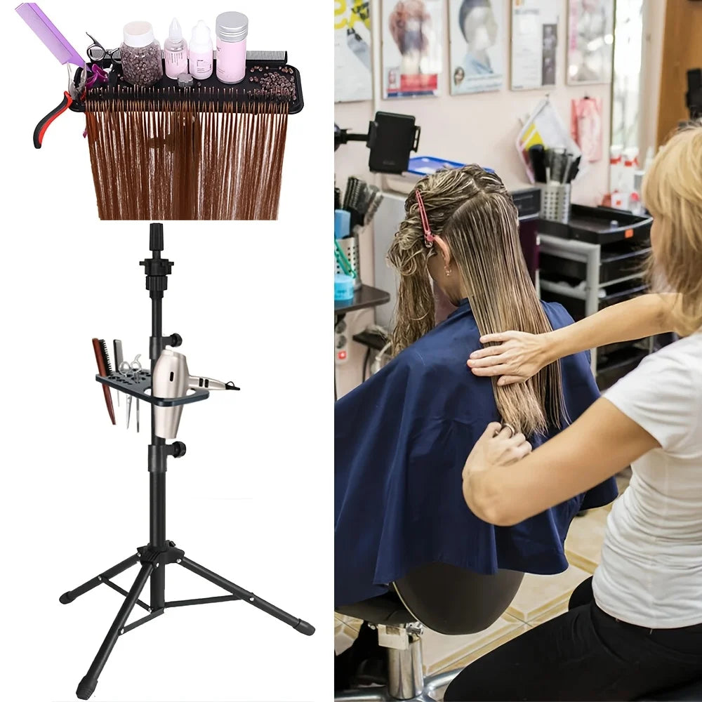 50" Adjustable Wig Stand Tripod With Tray With Multifunction Hair Extension Holder Hair Extension Tray With Wig Stand Wig Tripod
