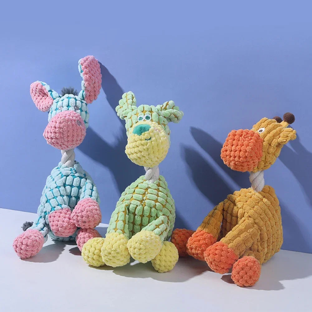 Cartoon Puppy Plush Dog Toy Chew Squeak Teething Toy for Small Dogs Pet Accessories