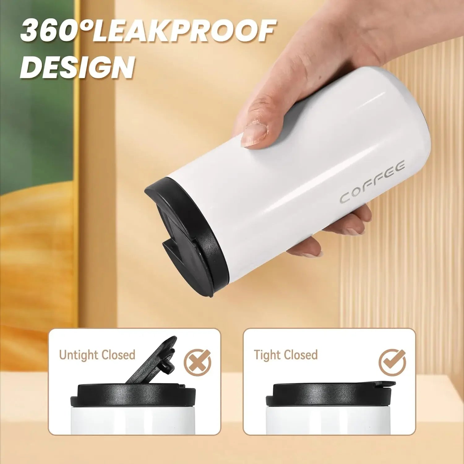 400ml Stainless Steel Coffee Travel Mug Portable Thermos Cup Leak-Proof Vacuum Flask Tea and Coffee Thermos