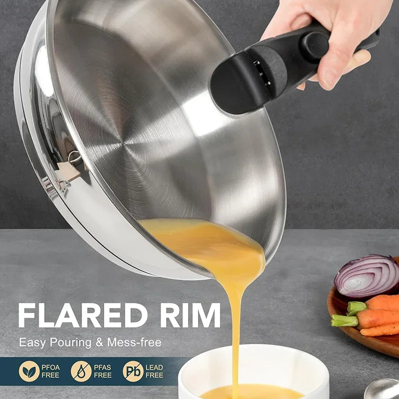 MICHELANGELO Kitchen Stir-fry Cooking Pot with Removable Handle Stainless Steel Frying Pan Set Induction Cooker Frying Pan