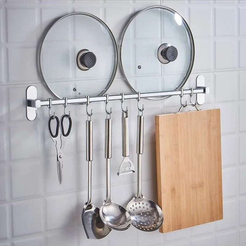 Punch-Free Hook Racks Kitchen Storage Rack Knife Wall Hanging Storage Pendant Multi-Function Pot Rack Kitchen Stainless Steel