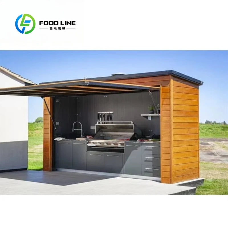 Customized 304 Stainless Steel Outdoor Kitchen Set With Cabinets And Gas Grill For Backyard Garden Patio Bbq Party Cooking