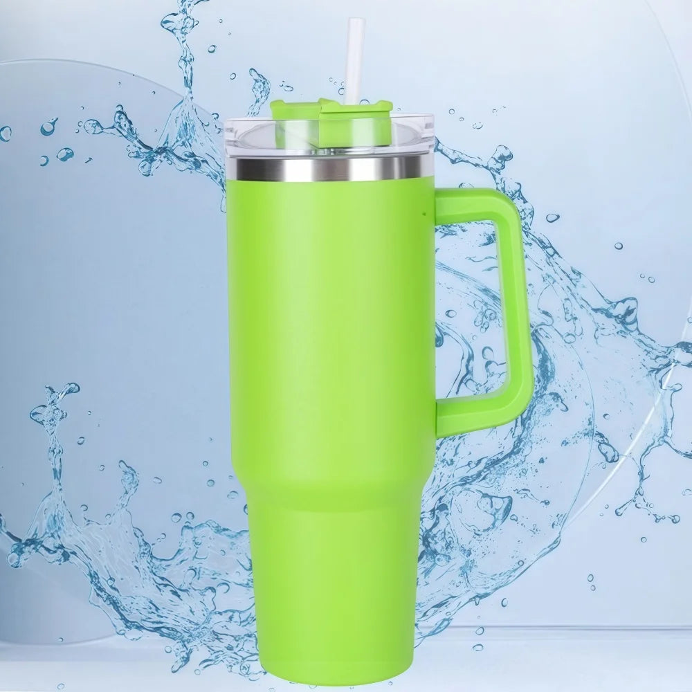 304 Stainless Steel Insulated Cup with Straw 1.2L Colorful Thermal Cup Handle Tumbler Sports Winter Water Drinking Bottle