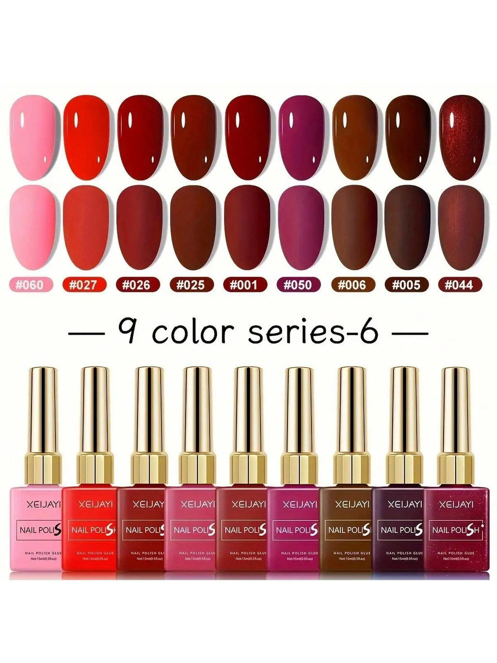 XEIJAYI 9Pcs Fashion Nails Art Nail Gel Polish Soaking UV LED Nail Gel Salon Female Nail Art Tools Fashion Nails