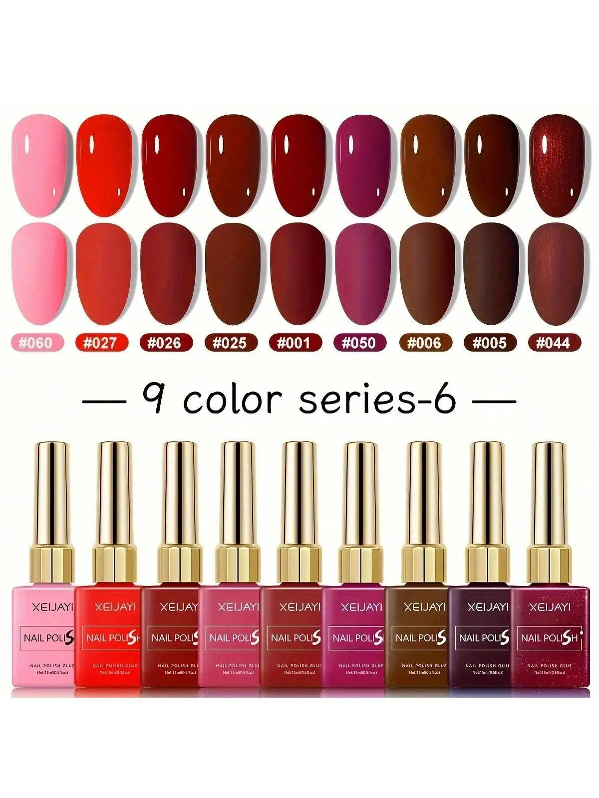 XEIJAYI 9Pcs Fashion Nails Art Nail Gel Polish Soaking UV LED Nail Gel Salon Female Nail Art Tools Fashion Nails