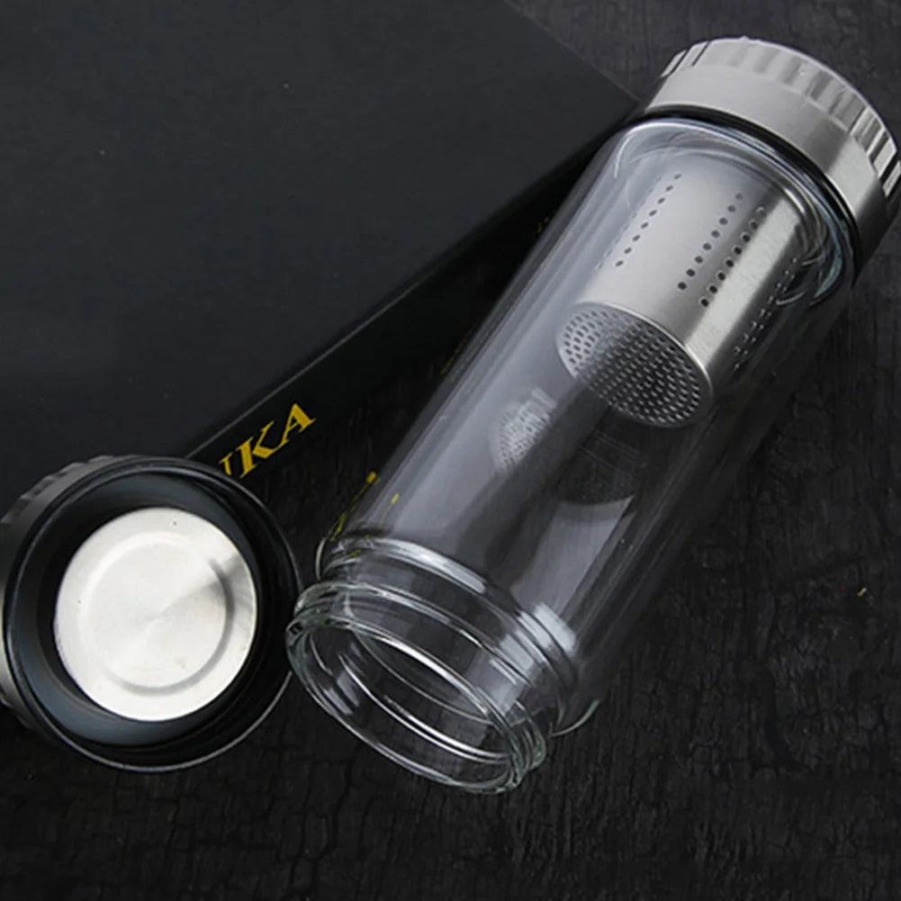 320/420ml Double Wall Glass Tea Water Bottle Have Filter Tumbler Tea-Strainer Water Bottle For Outdoor Office Tea Brewing