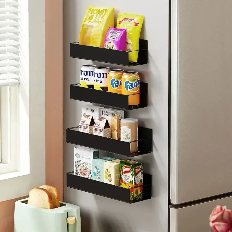 ZEXEF Fridge Magnetic Spice Storage Rack Kitchen Multifunctional Supplies Magnetic Suction Storage Rack Kitchen Organizer Shelf