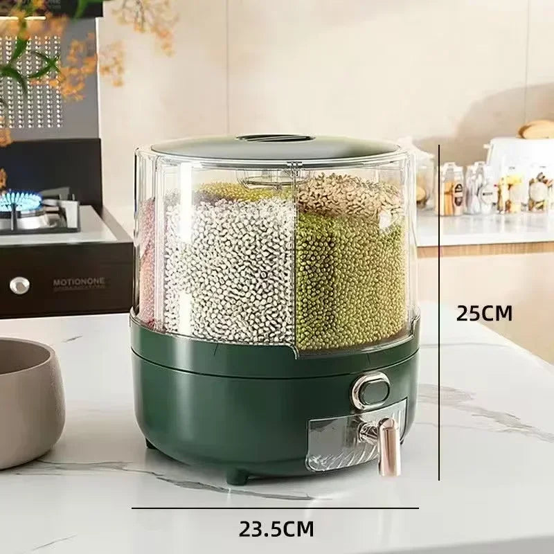 Bucket Household Rotating Sealed Insect-proof And Moisture-proof Grain Box Kitchen Six Accessory Storage Food-grade Decimeter
