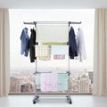 Clothes Drying Rack Stand 4-Tier Foldable Stainless Steel Movable Clothing Airer Multifunctional Laundry Coat Rack Household