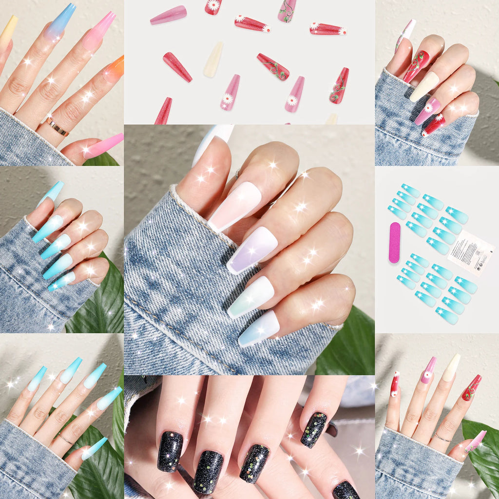 3D Bowknot Pearl Wearable Nail Art Fashion Leopard French Nude Almond Fake Nails Detachable Finished False Nails Press on Nails